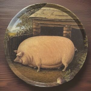 Rustic Retro Wilscombe Laminated Decorative Pig Tray Melamine? Made In England